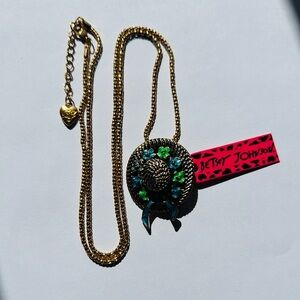 Betsey Johnson Gold and Green Necklace with Pendant…also a Broach